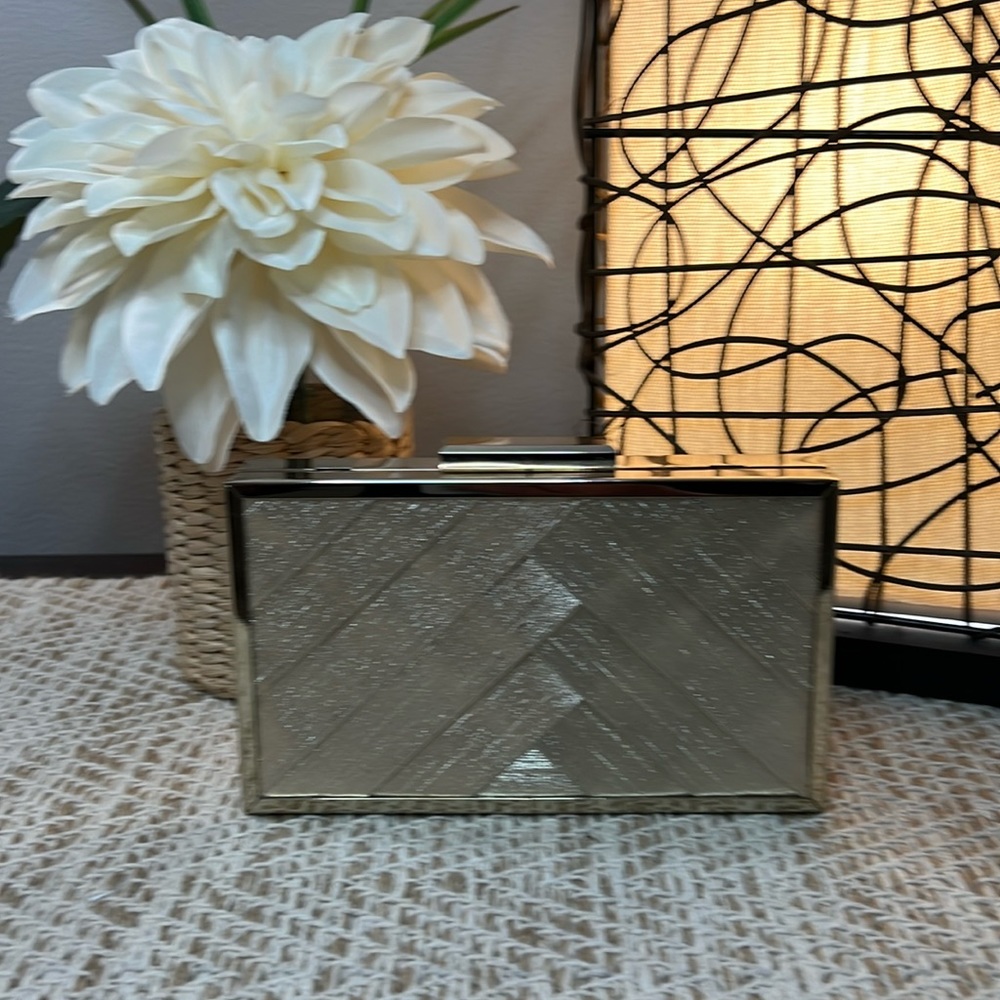 Gold Metal and Metallic Fabric Clutch